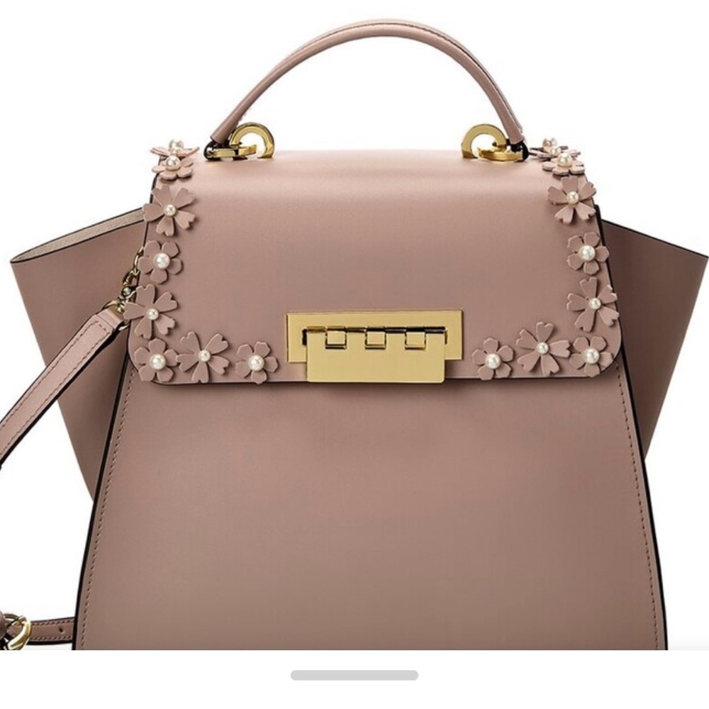 Zac Posen Eartha Top Handle Floral Leather Shoulder Bag